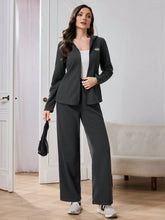 Women Double-Sided Sherpa Hooded Zip-Up Jacket And Casual Long Pants 2-Piece Set, Dark Grey